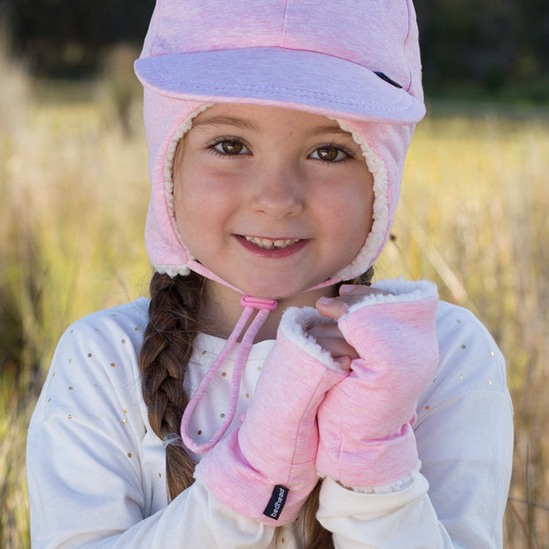 Bedhead Hats Fleecy Fingerless Mittens -Baby Pink Marle