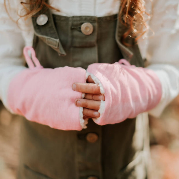 Bedhead Hats Fleecy Fingerless Mittens -Baby Pink Marle