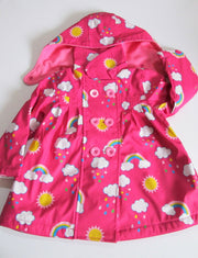 Korango Girls Rainwear Raincoat Rainbow Print  - Pink