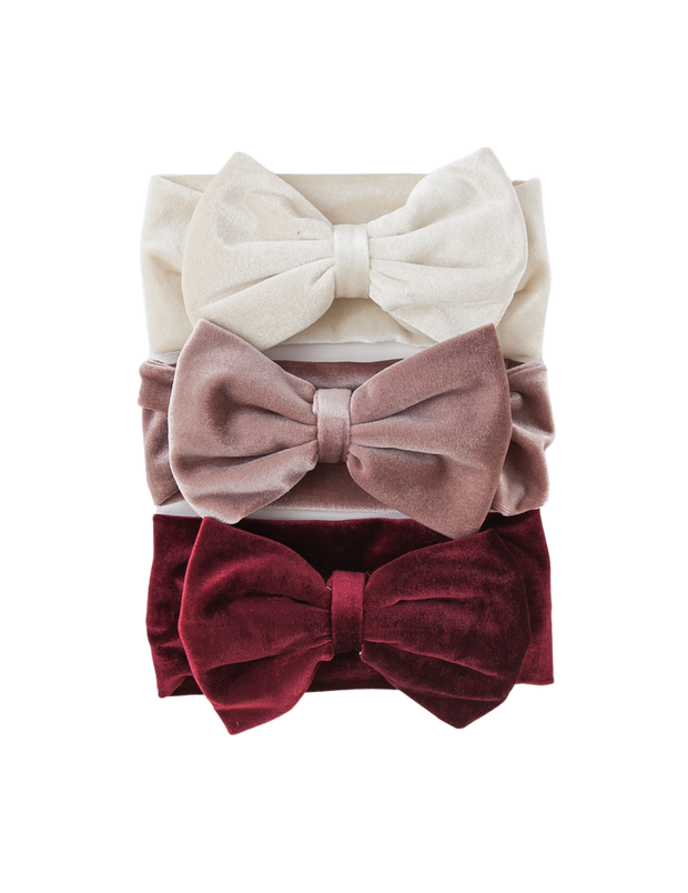 Karibou Oversized Bow Velour Baby Headband - Cherry Red