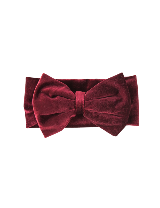 Karibou Oversized Bow Velour Baby Headband - Cherry Red