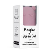 We Might Be Tiny Keepie + Straw Set - Dusty Rose