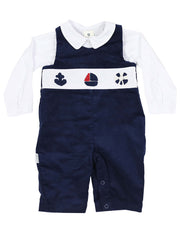 Korango Baby Boys Blue Little Boater Cord Sailor Overall Outfit