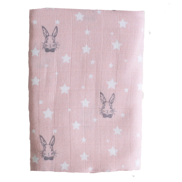 Alimrose Muslin Swaddle Bunny Star Pink