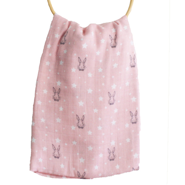 Alimrose Muslin Swaddle Bunny Star Pink