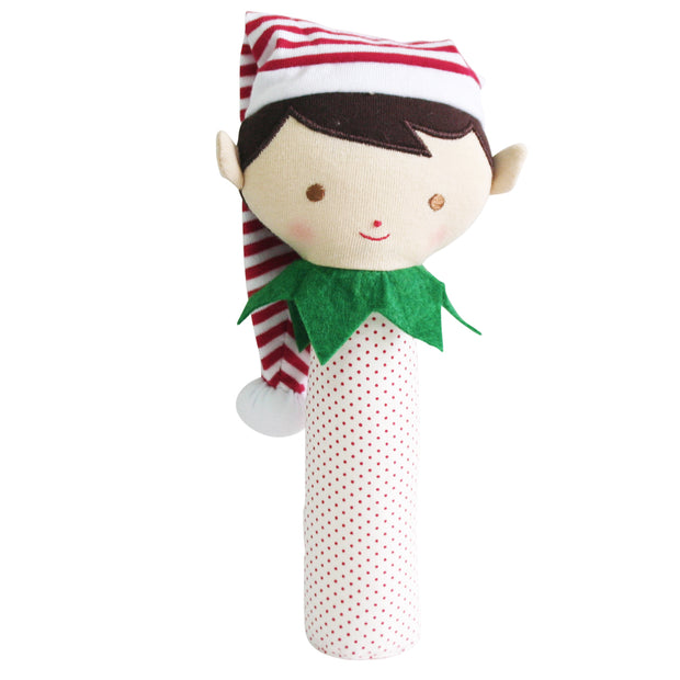 Alimrose Cheeky Elf Boy Squeaker Rattle Green