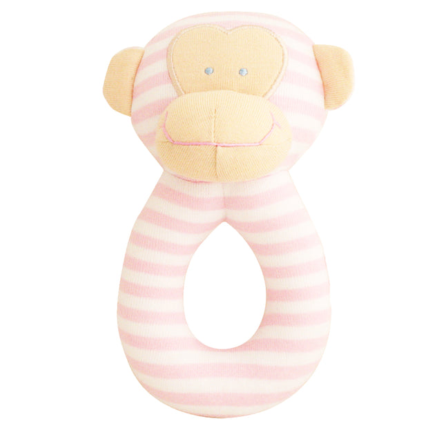 Alimrose Monkey Grab Rattle 16cm - Pink