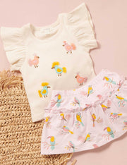 Purebaby Girls Pink Parrot Set