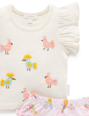 Purebaby Girls Pink Parrot Set