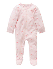 Purebaby Pale Pink Leaf Zip Growsuit