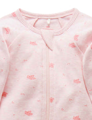 Purebaby Pale Pink Leaf Zip Growsuit