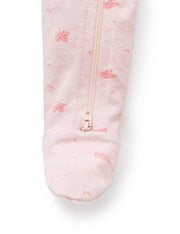 Purebaby Pale Pink Leaf Zip Growsuit