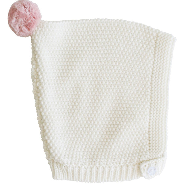 Alimrose Pom Pom Pixie Hat Ivory & Pink (3-6 mths)