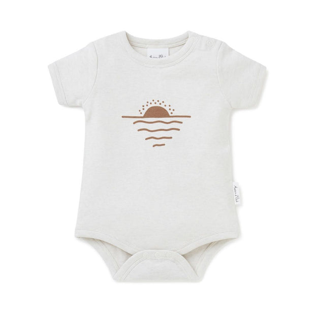 Aster & Oak Sun & Sea Print Onesie - Ecru Marle