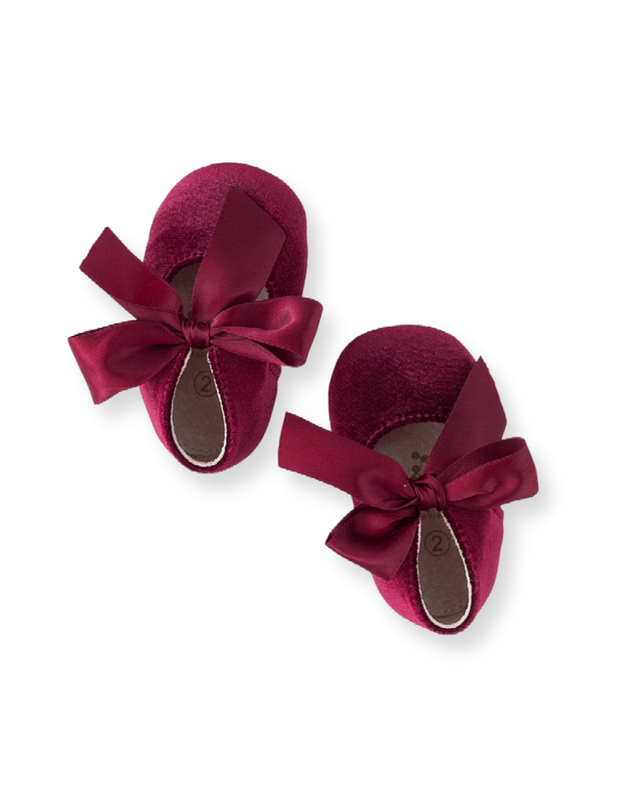 Karibou Victoria Velvet Baby Mary Jane Shoes - Cherry Red