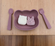 We Might Be Tiny Feedie Fork & Spoon Set - Dusty Rose