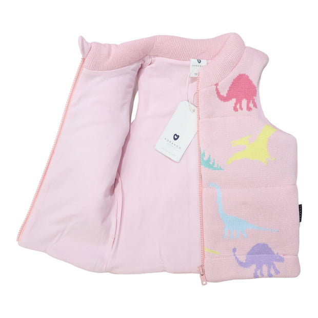 Korango Girls Pink Dinosaur Padded Knit Vest