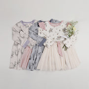 Aster & Oak Vintage Floral Tutu Bow Dress