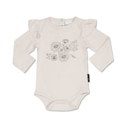 Aster & Oak Floral Print Flutter Onesie - Parchment