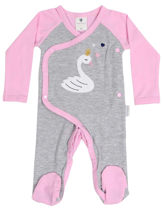 Korango Swan Princess Long Sleeve Romper Grey Marle/Pink