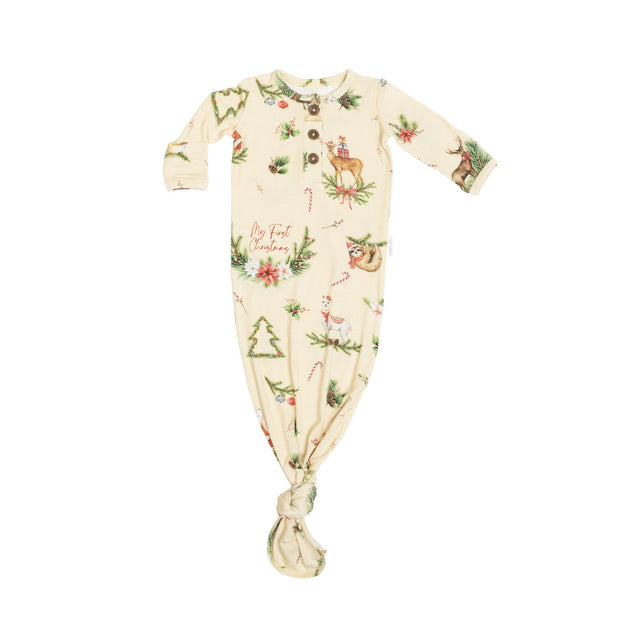 Kute Cuddles Baby Knotted Gown - Festive Fields