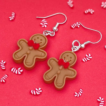 Sweet As Sugar Jewellery Christmas Gingerbread Man Dangle Earrings