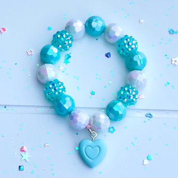 Sweet As Sugar Jewellery Blue Beaded Bracelet Matching Teddy Bear Necklace