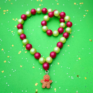 Sweet As Sugar Jewellery Christmas Gingerbread Man Beaded Necklace