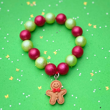 Sweet As Sugar Jewellery Christmas Gingerbread Man Beaded Bracelet