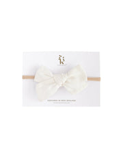 Karibou Skylah Pinwheel Linen Bow - Whipped Cream