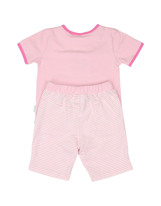 Korango Girls Hen Pink & White 2 Piece Pyjama Set