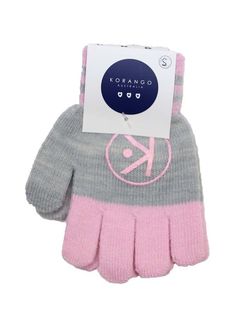 Korango Baby Girls Pink & Grey Gloves Small 6-12 M