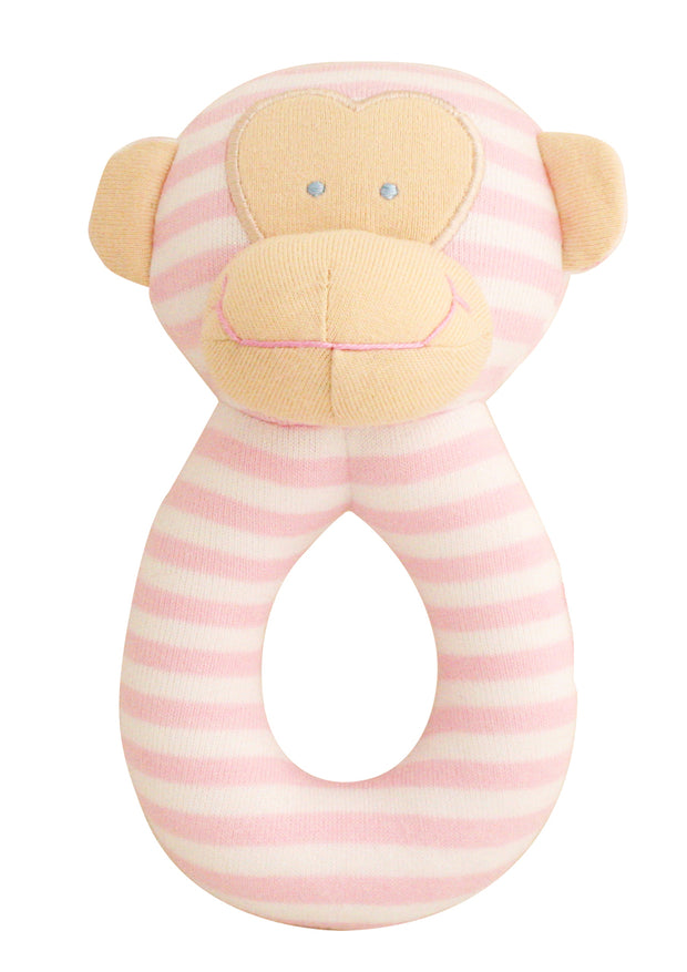 Alimrose Monkey Grab Rattle 16cm - Pink