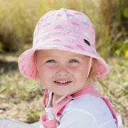 Bedhead Hats Toddler Bucket Hat with Strap Pink - Clouds UPF 50+
