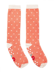 Oobi Pink Dotty Knee High Socks with Grippy Soles