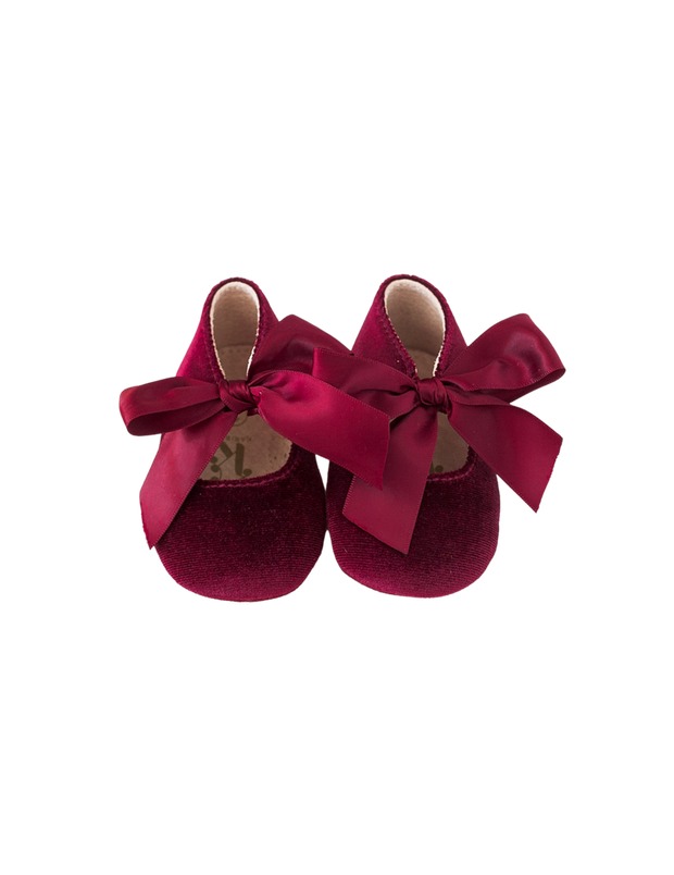 Karibou Victoria Velvet Baby Mary Jane Shoes - Cherry Red